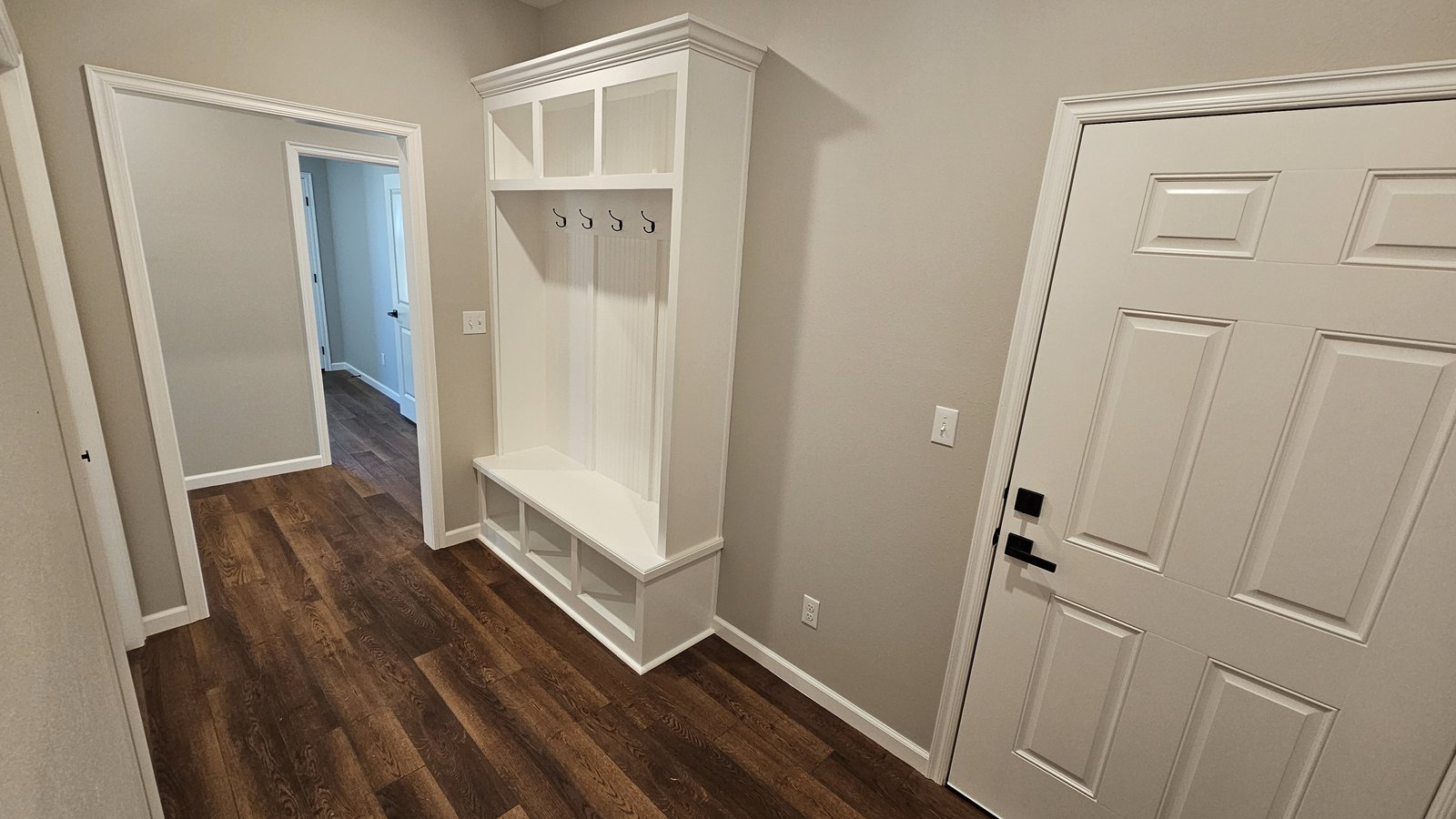 Mudroom with built-in storage lockers